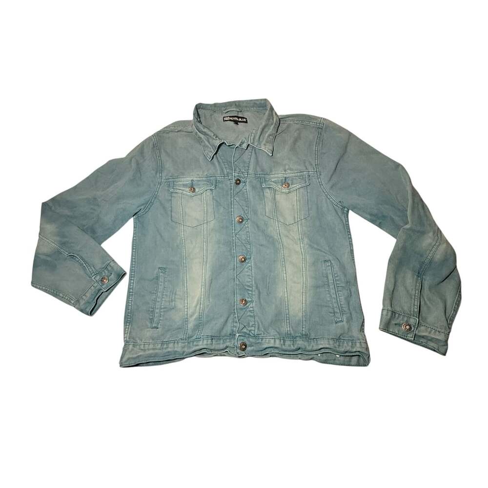 Royal Blue Denim Jacket Size XL Blue Cotton Blend Button Up